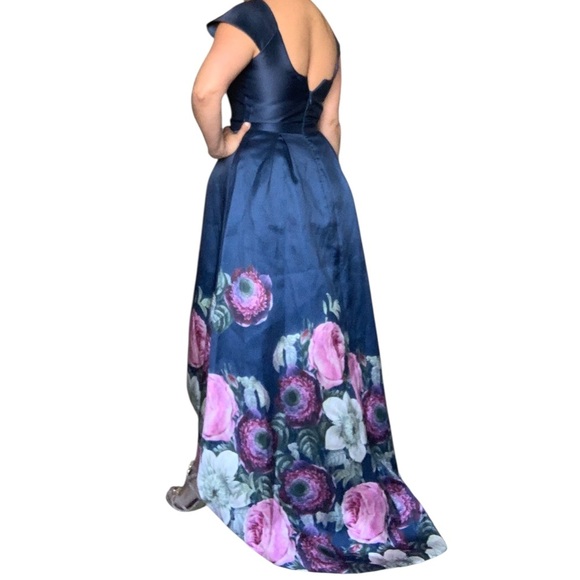 Chi Chi London Navy Floral High Low Dress - Small - Picture 7 of 15